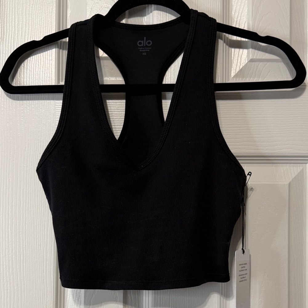 Alo Goddess Ribbed Cropped Racerback Tank NWT